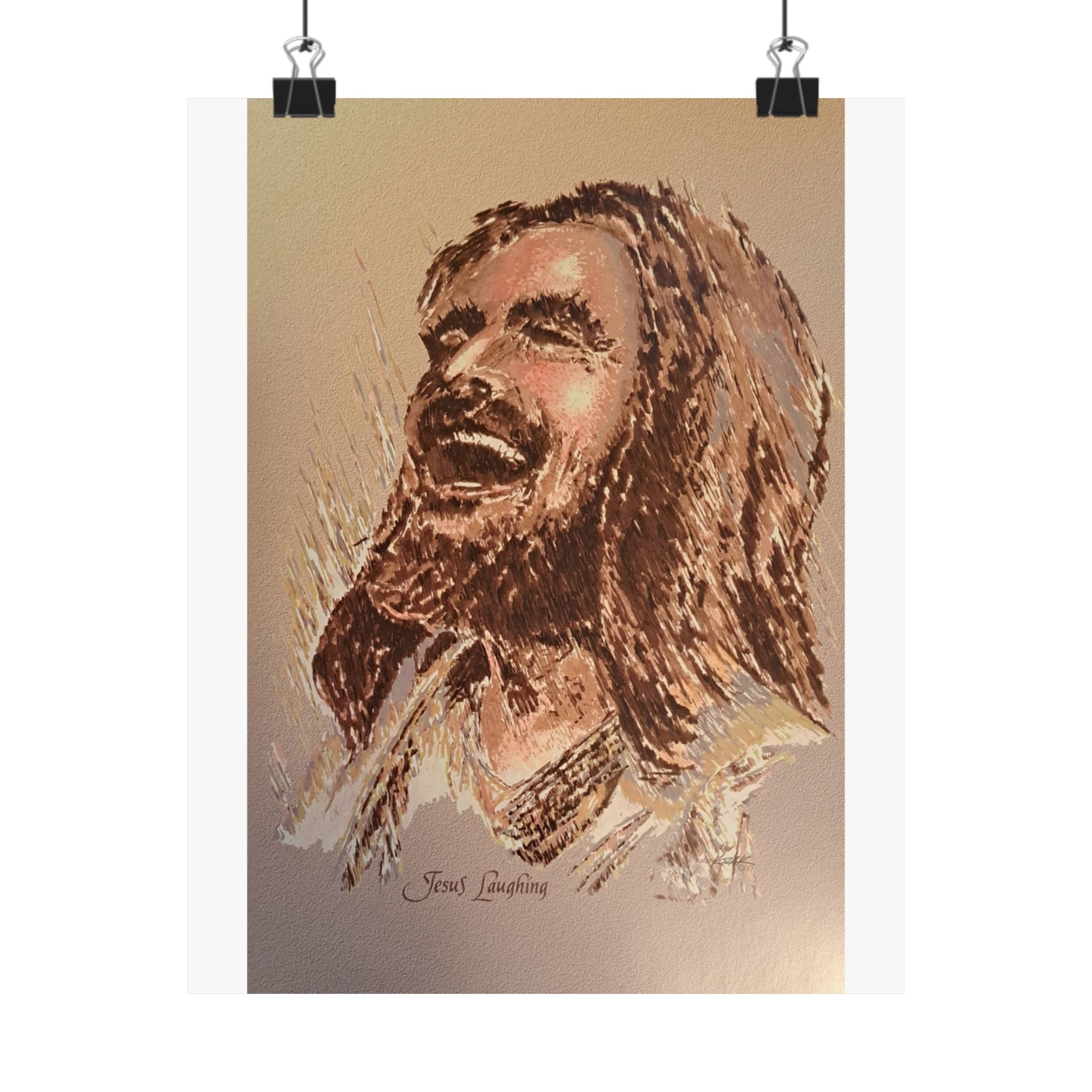 Matte Poster — Joyful Jesus Portrait Vertical Christian Wall Art