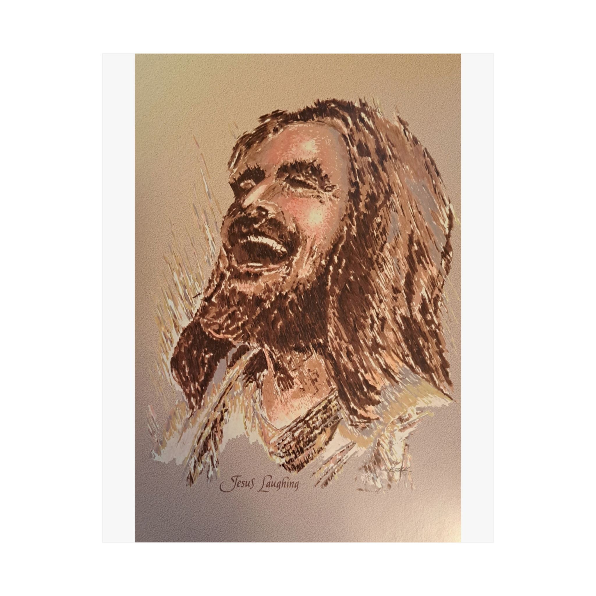 Matte Poster — Joyful Jesus Portrait Vertical Christian Wall Art